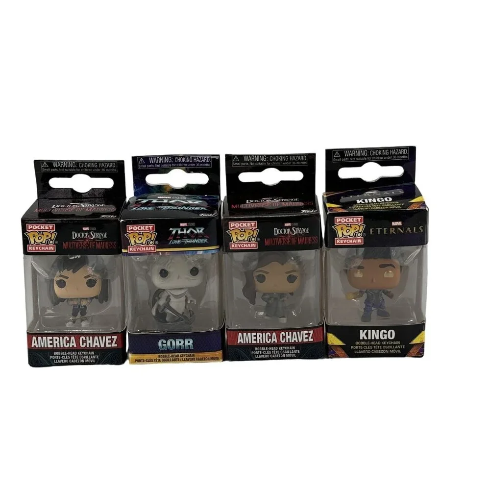 Funko Pop! Keychain Lot: America Chavez, Gorr, & Kingo - Marvel Multiverse Madne